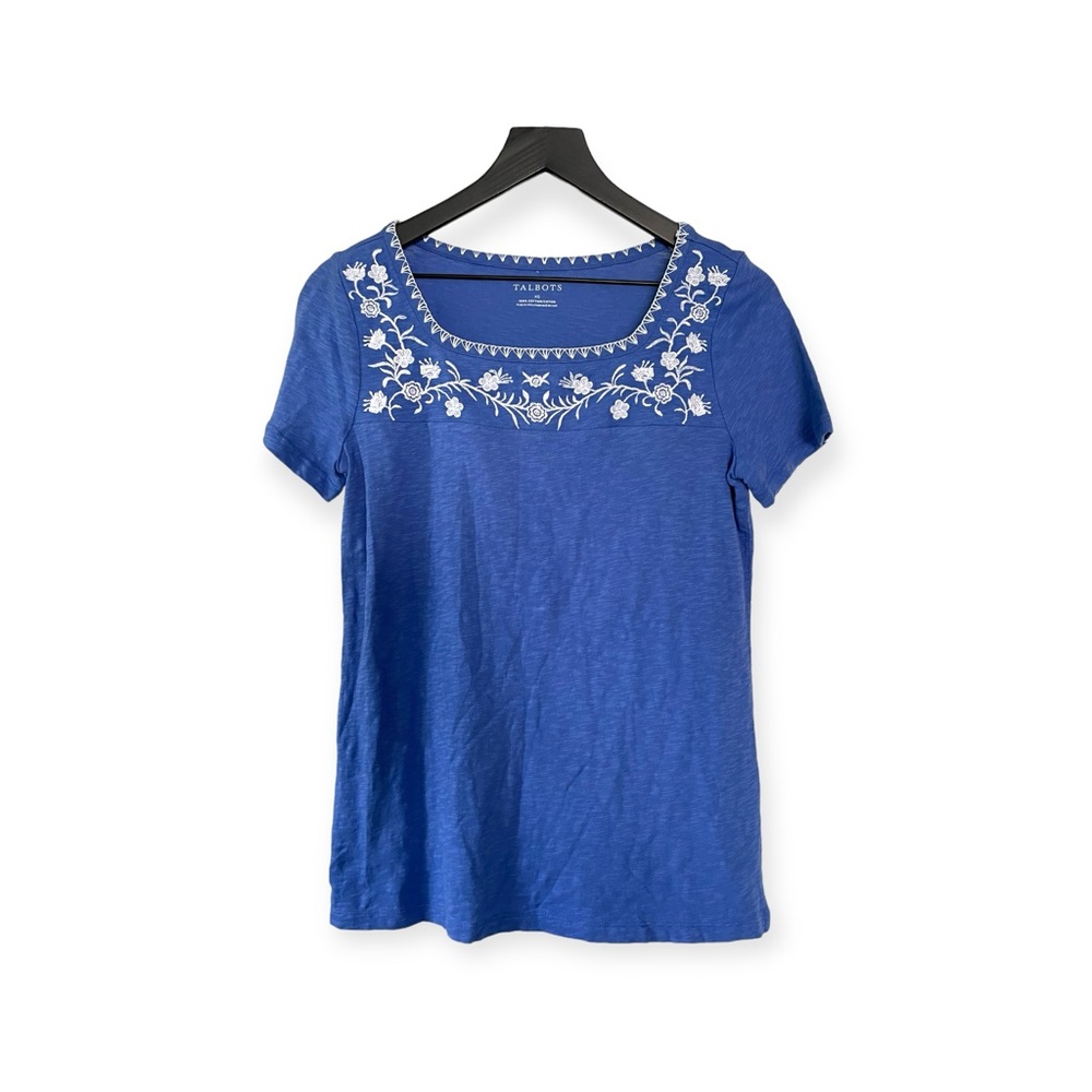 Talbots short sleeve 100% cotton embroidered top